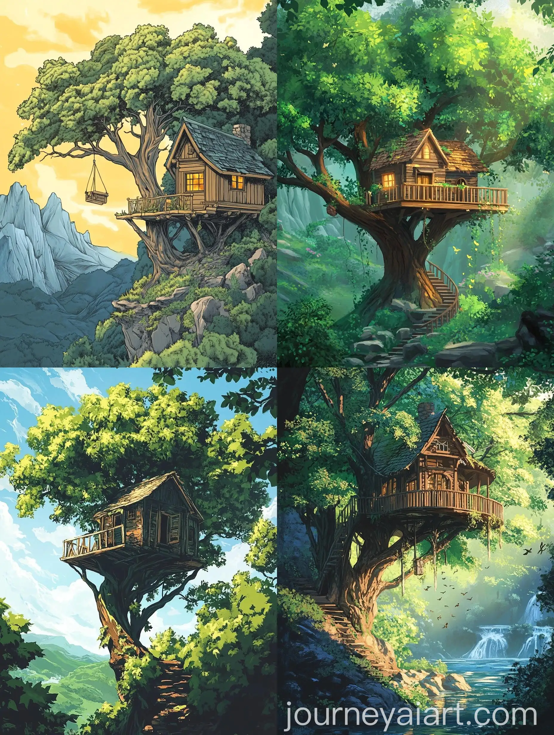 Serene-Treehouse-in-Lush-Green-Landscape-Marvel-Style-Comic-Book-Illustration