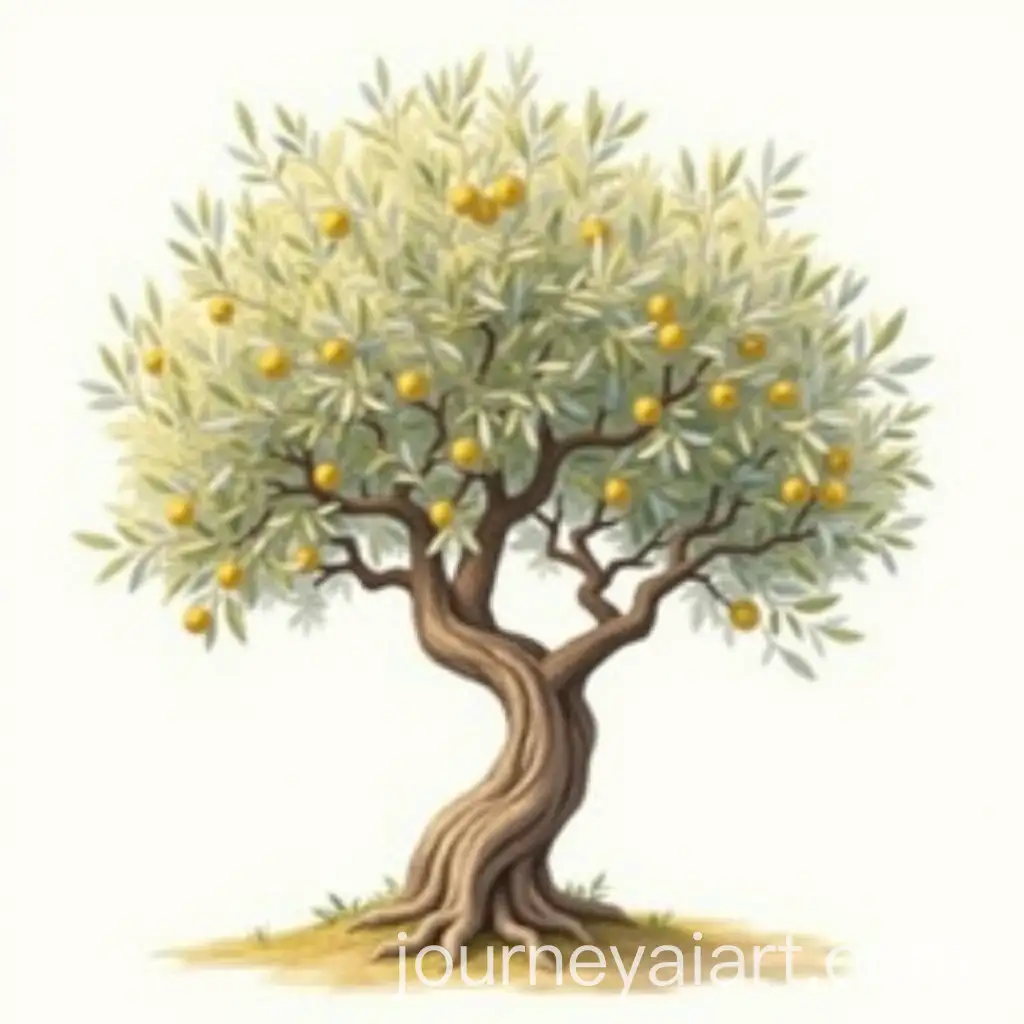 Vintage-Watercolor-Illustration-of-a-Mature-Olive-Tree-with-RAI-Image-Prompt-Expansionipe-Yellow-Olives