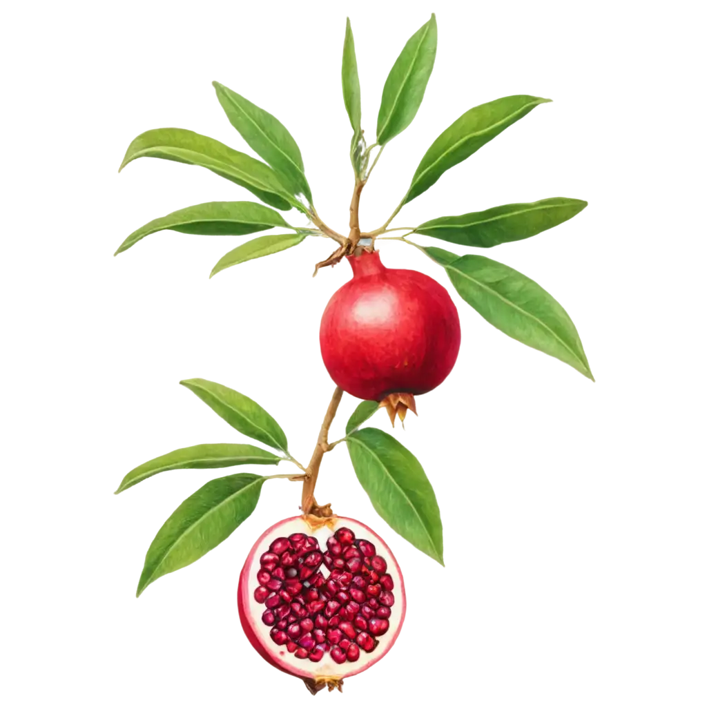 HighQuality-PNG-Image-of-Red-Pomegranate-on-Tree-SEOOptimized-Title