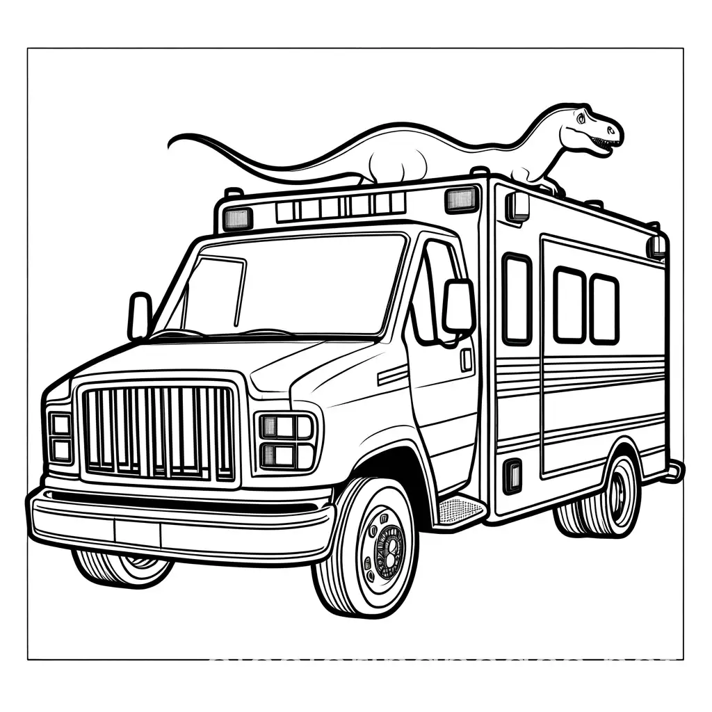 Playful-Dinosaur-on-Ambulance-Coloring-Page