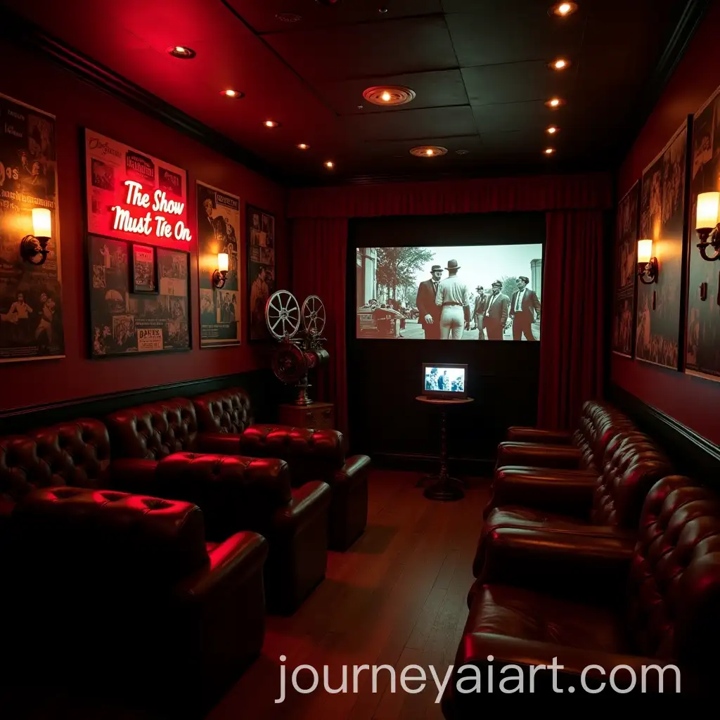 Classic-Cinema-Room-with-Black-and-White-Film-Posters-and-Vintage-Decor