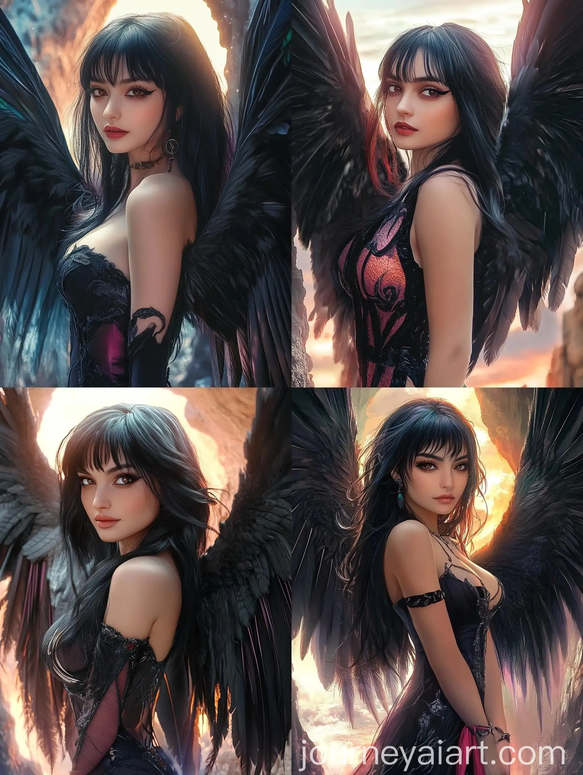 Majestic-Curvy-Girl-at-Dawn-with-EagleLike-Wings-in-Asian-Style-Dress