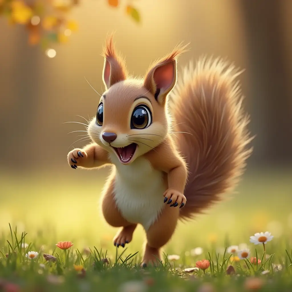 Mitsubishi Eclipse, squirrel, running, there is a child
