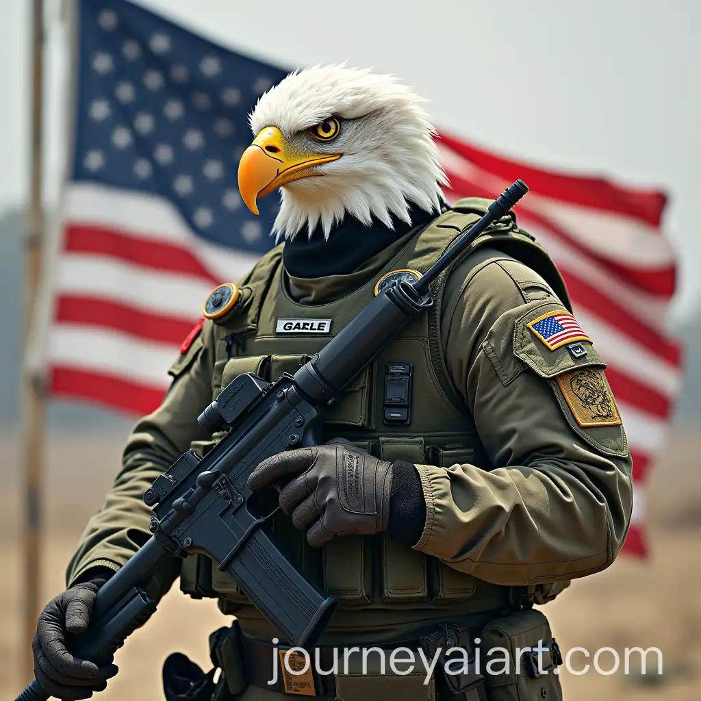 Bald-Eagle-Task-Force-with-Military-Equipment-and-USA-Flag-for-Aerial-Surveillance