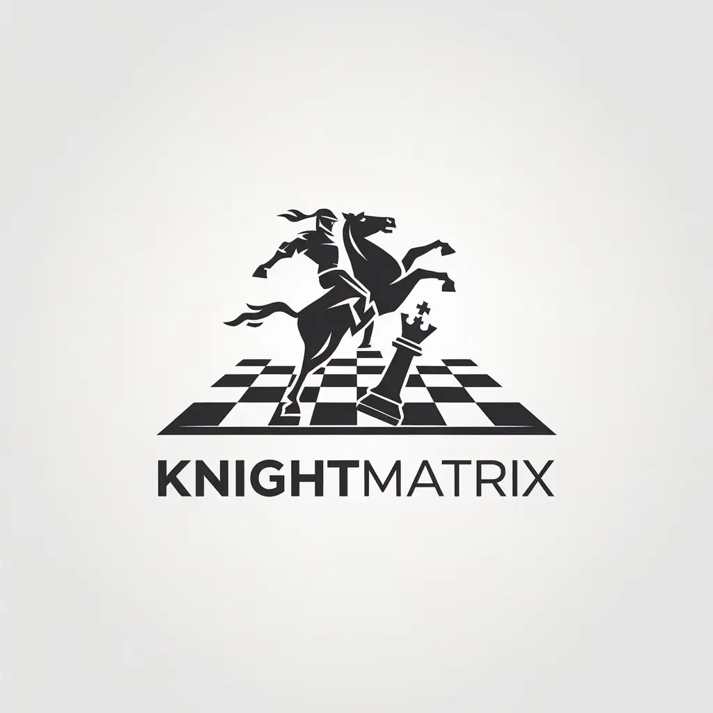 LOGO Design for KnightMatrix Minimalistic ChessInspired Horse Kicking King in Finance Industry