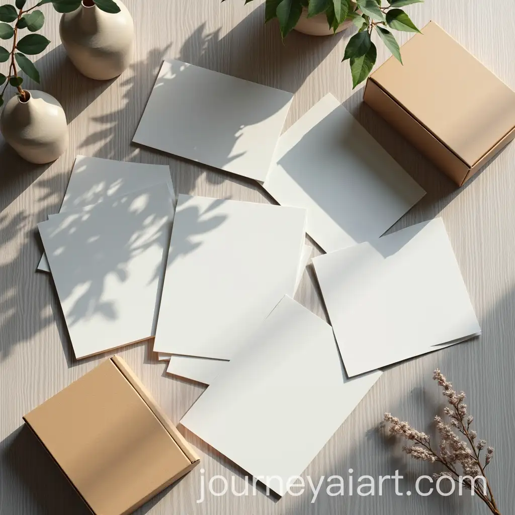 Modern-Grey-Wood-Table-with-Morning-Light-Packaging-Boxes-and-Stationery