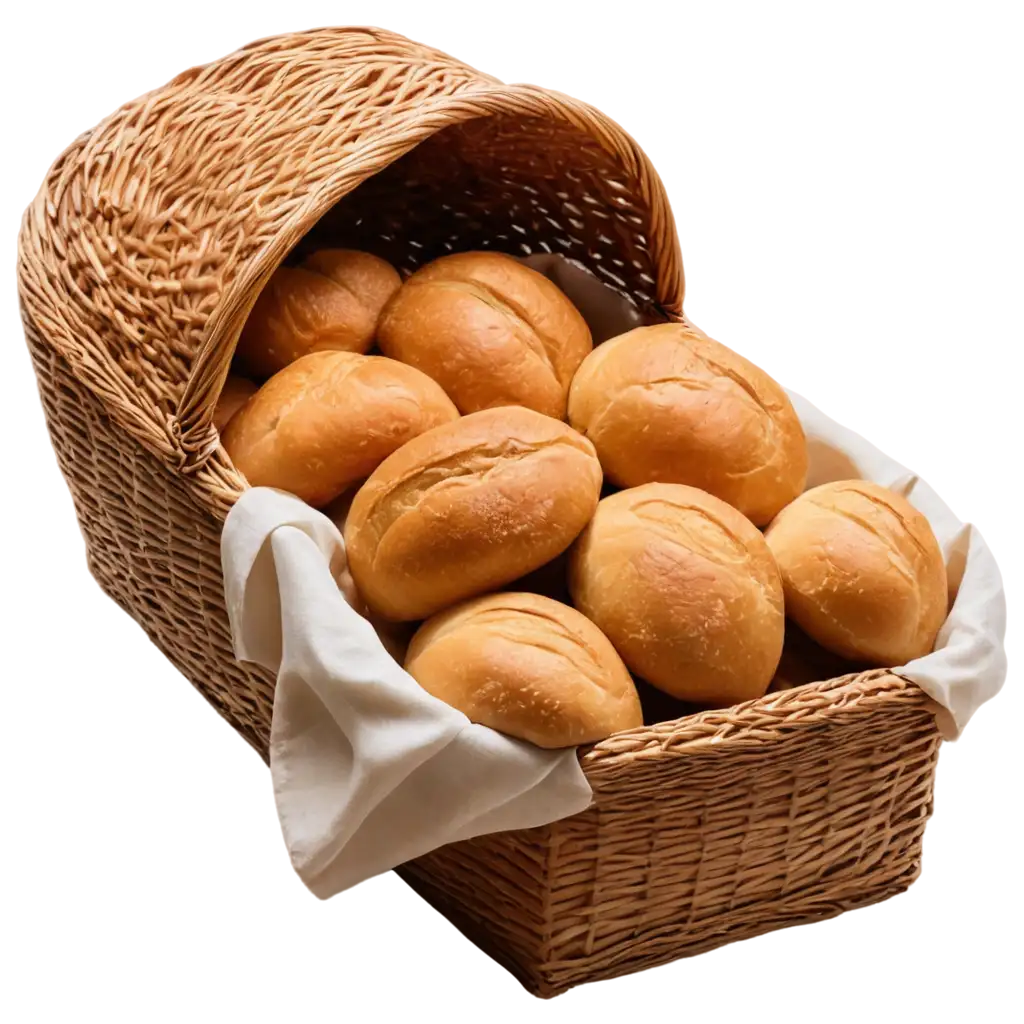 HighResolution-PNG-of-Freshly-Baked-Bread-Rolls-in-a-Wicker-Basket-Golden-Brown-Rustic-Buns-with-Detailed-Textures