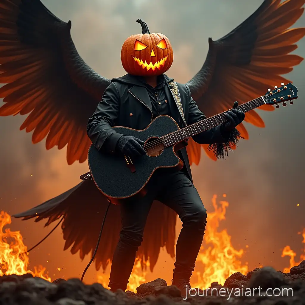 Pumpkin-man-phoenix-risePumpkin-Man-Phoenix-Rising-with-Black-Acoustic-Guitar