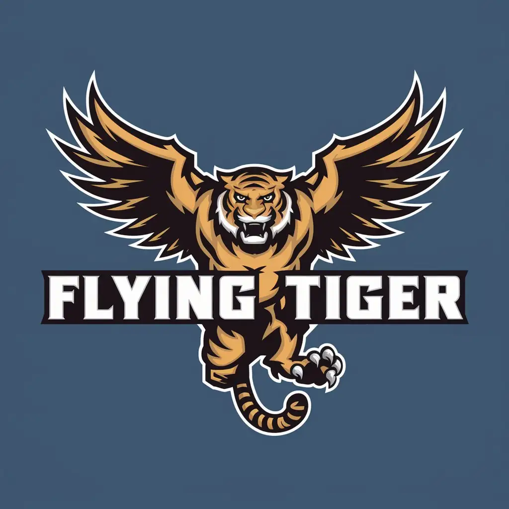 LOGO Design for Flying Tiger Eagle Wings Combined with Tiger on Clear Background