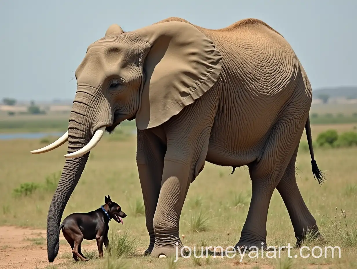 Elephant-and-Dog-in-a-Playful-Interaction
