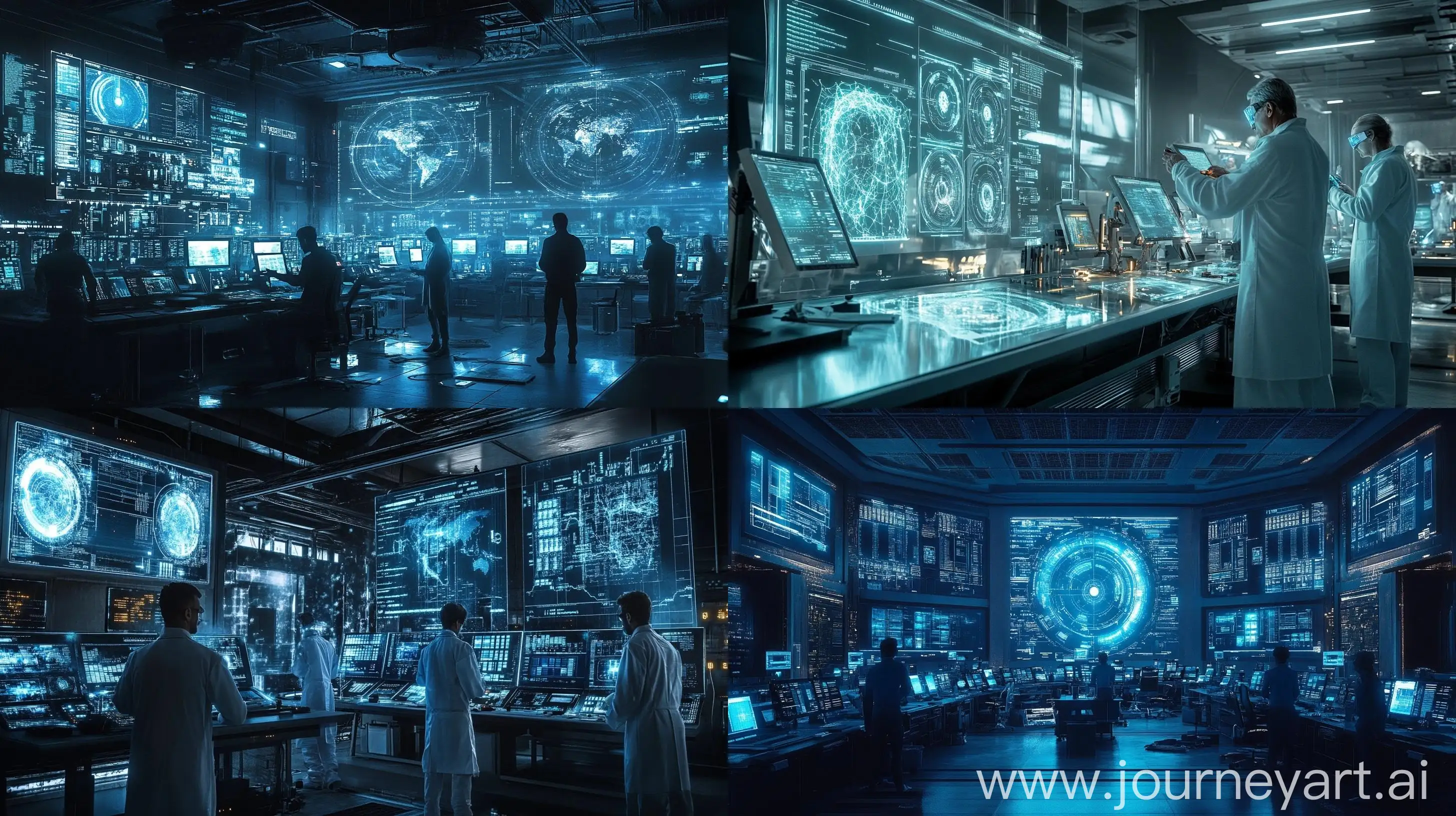 Futuristic-Laboratory-Scientists-Analyzing-Holographic-Data