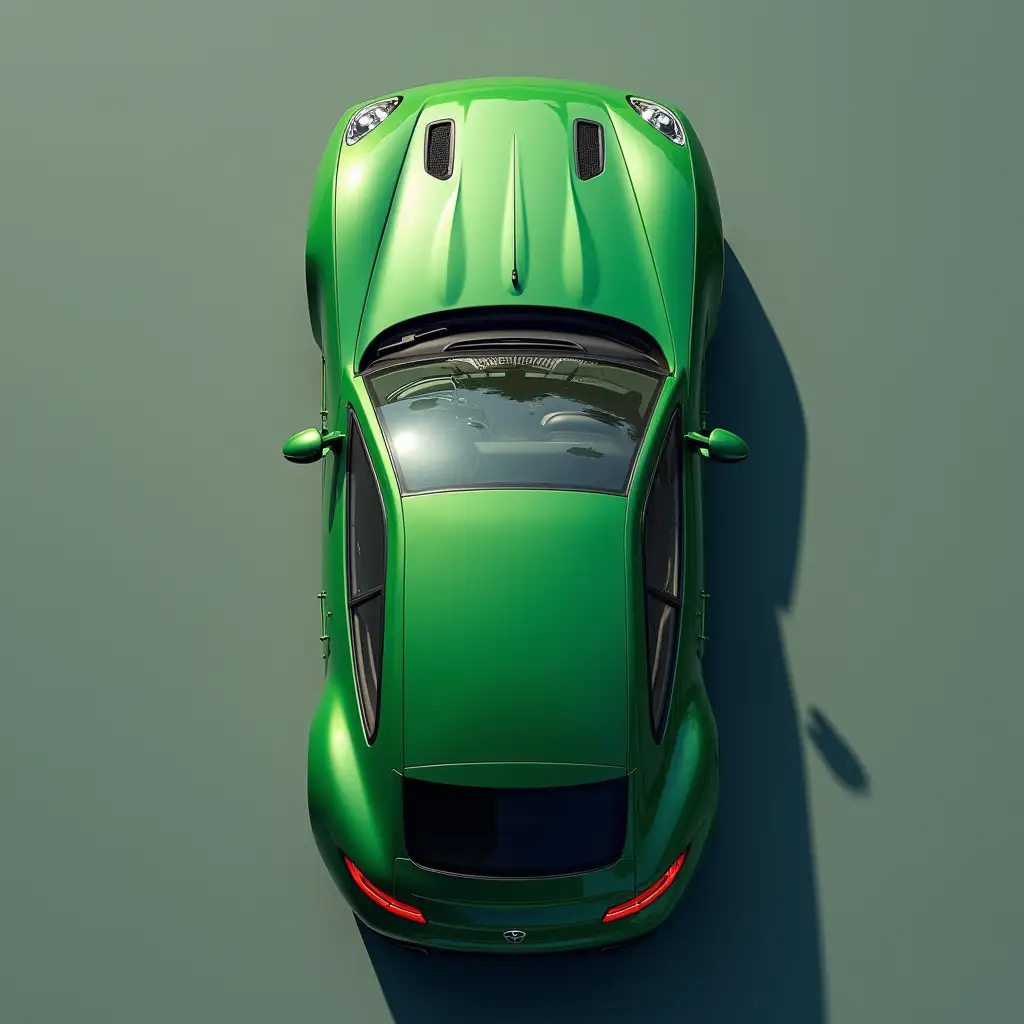 green car top view