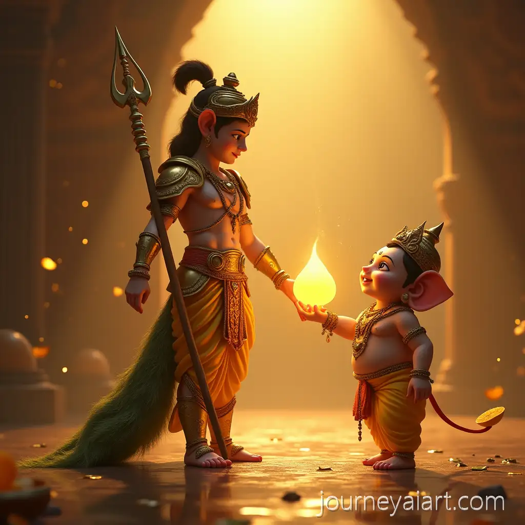 Divine-Sibling-Rivalry-at-Mount-Kailash-Lord-Kartikeya-and-GDivine-Sibling-Rivalryanesha-with-Golden-Mango