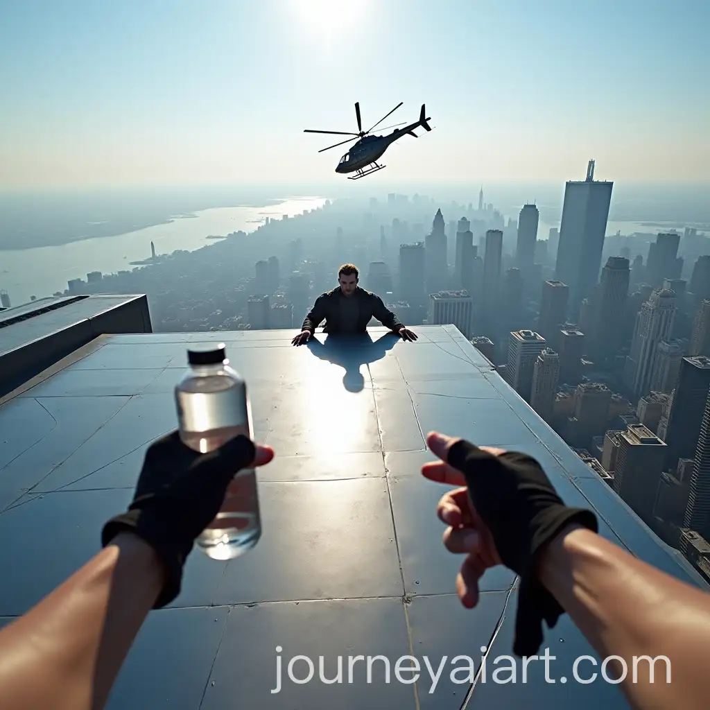 Person-on-Avengers-Tower-Rooftop-Watching-Captain-America-Train-in-Morning-Sunlight