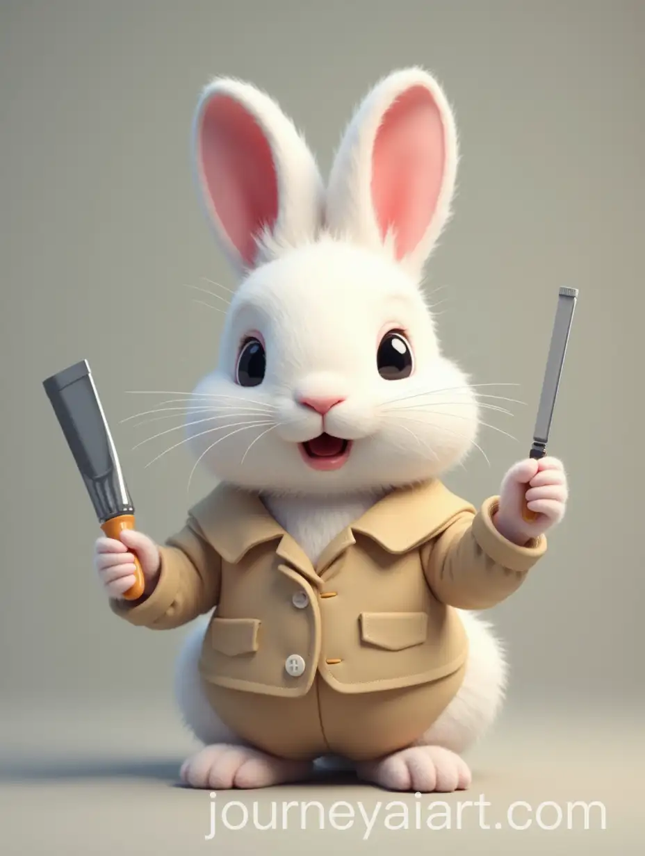 Adorable-White-Rabbit-Preparing-for-Work-in-a-Cozy-Setting