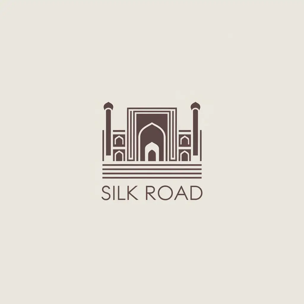 LOGO Design for Silk Road Sophisticated Round Shape with Registan SquareInspired Design for Restaurant Industry