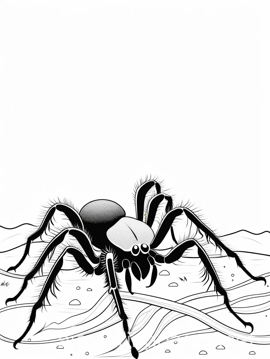 Hairy-Legged-Tarantula-Crawling-on-Ground-Coloring-Page