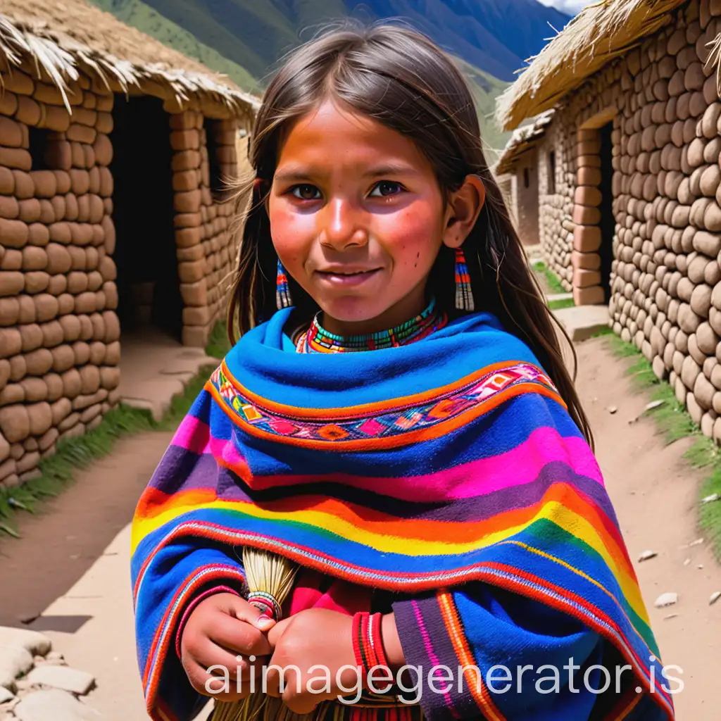 Young Inca girl in her village