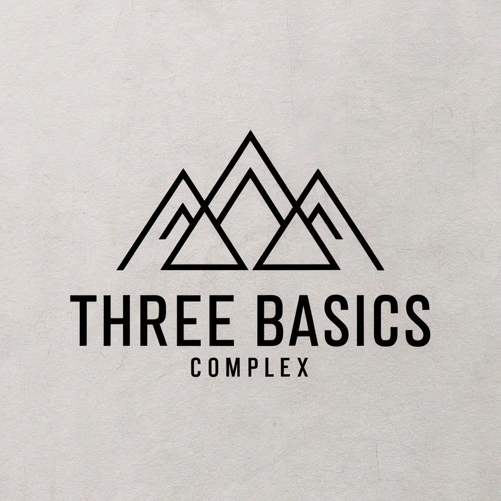 LOGO-Design-For-THREE-BASICS-Three-Mountain-Peaks-in-a-Complex-and-Clear-Background