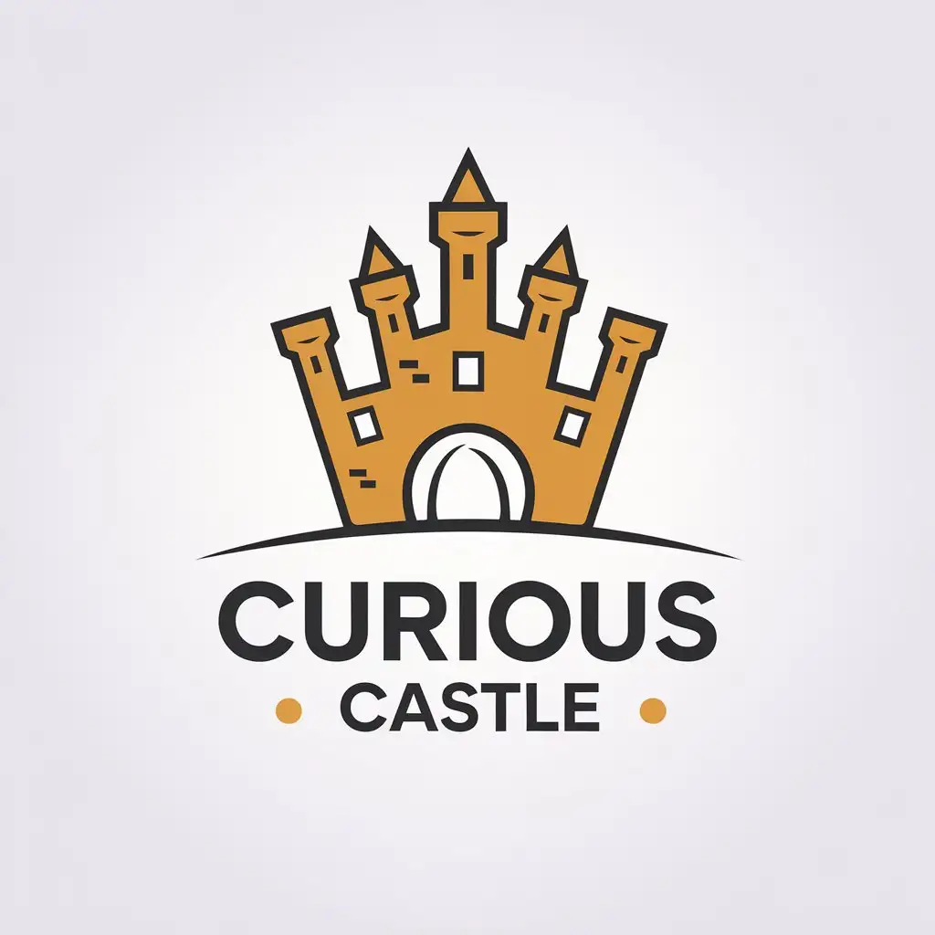 a vector logo design,with the text "curious castle", main symbol:curious,Minimalistic,be used in toys industry,clear background