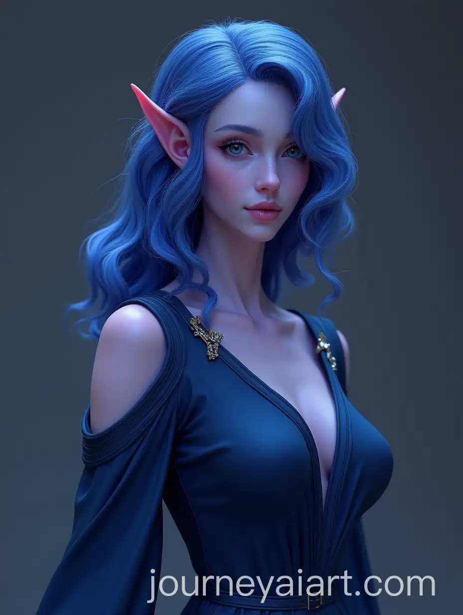 Gorgeous-Female-Zeltron-in-Elegant-Night-Blue-Dress-with-Deep-Pink-Skin