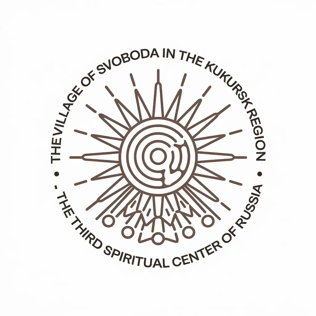 a vector logo design,with the text "The village of Svoboda in the Kursk region - the third spiritual center of Russia", main symbol:Sun,Moderate,be used in Education industry,clear background