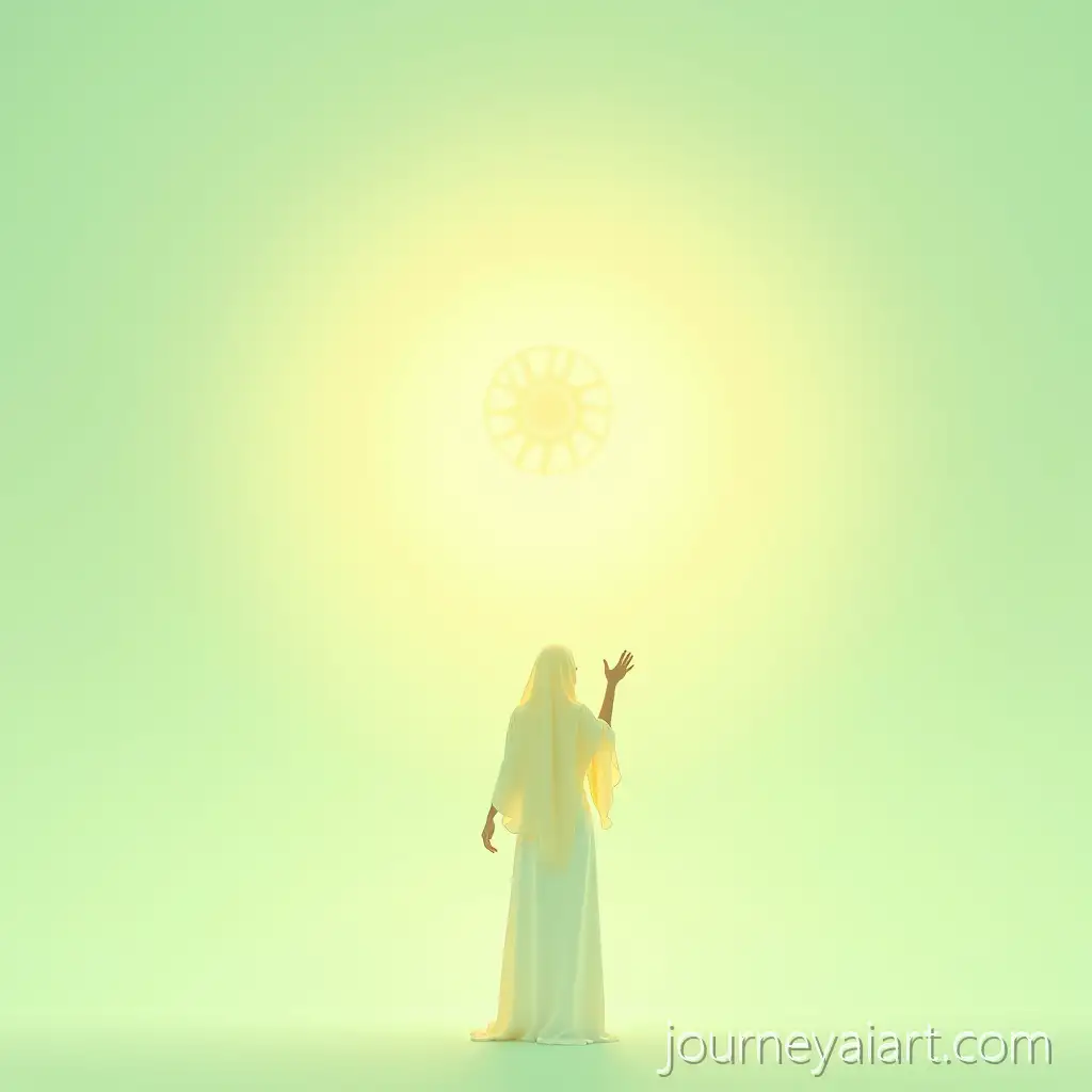 Young-Arab-Figure-Raising-Hand-in-Front-of-Minimalist-Sun-Symbol-with-Arabic-Calligraphy-Elements