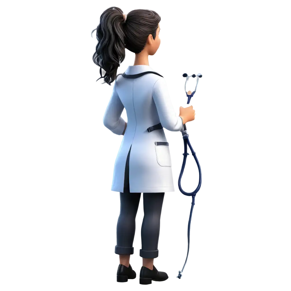 Female-Doctor-PNG-Image-3D-Backside-View-Holding-Stethoscope