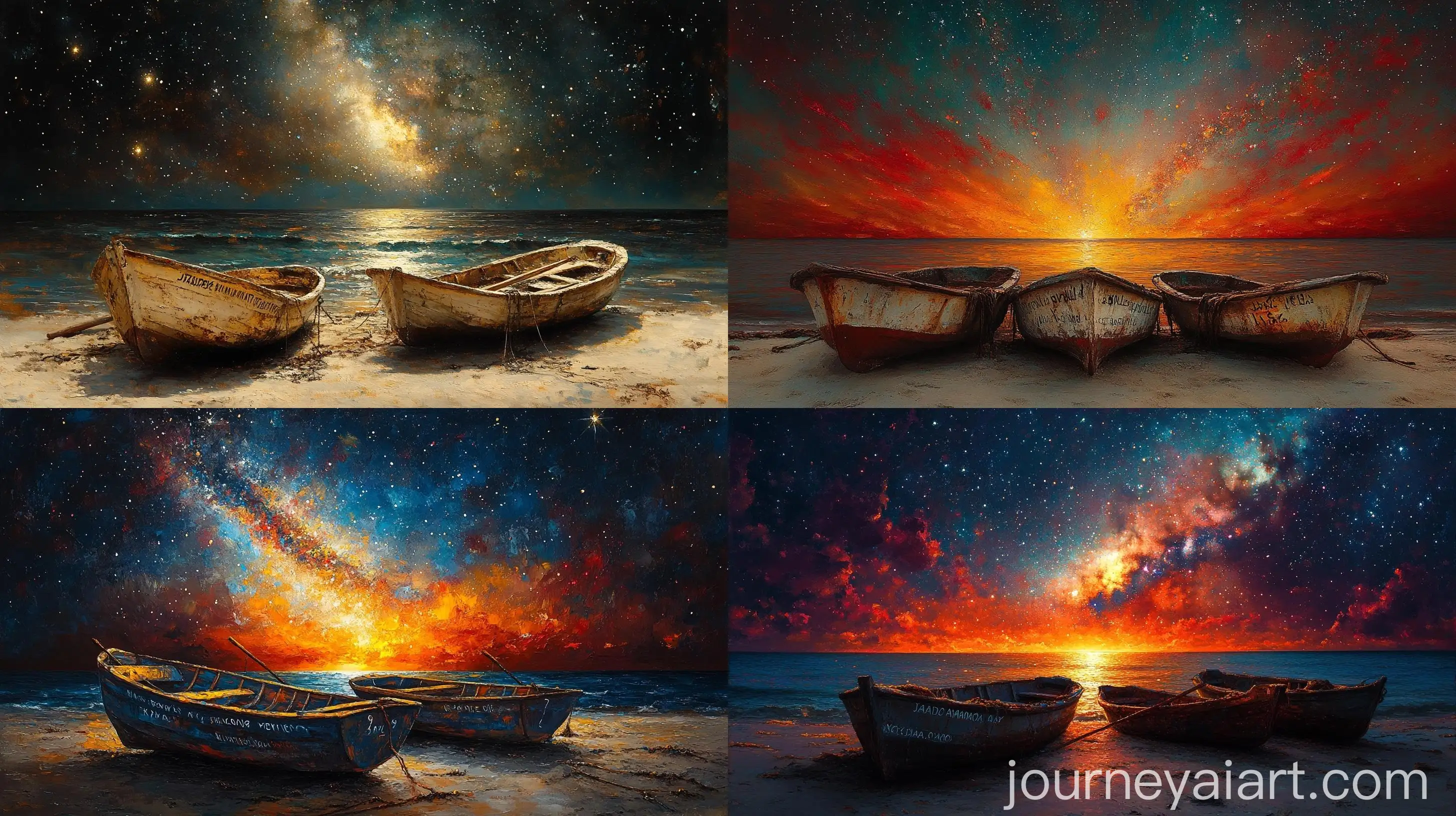 Abandoned-Boats-on-Beach-at-Night-with-Stars-and-Milky-Way