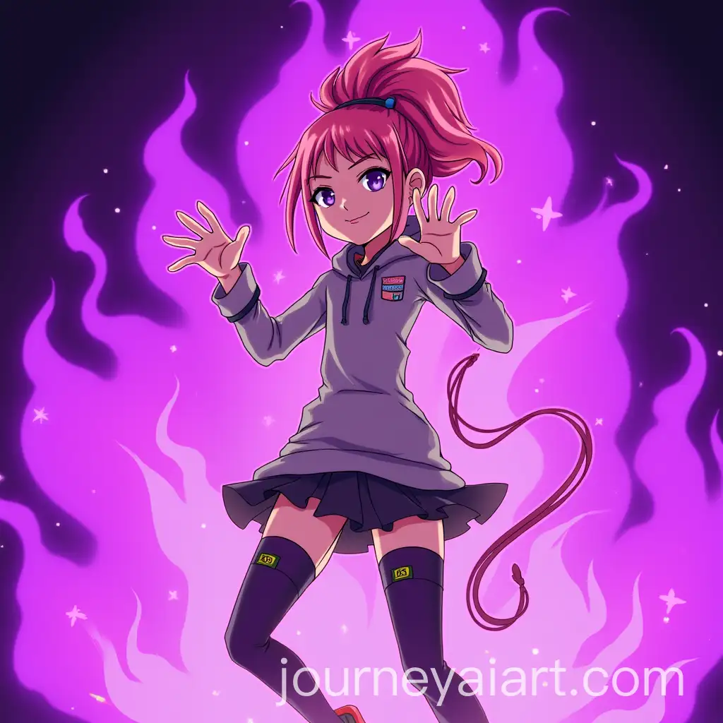 Energetic-Anime-Girl-with-Violet-Flames-Background