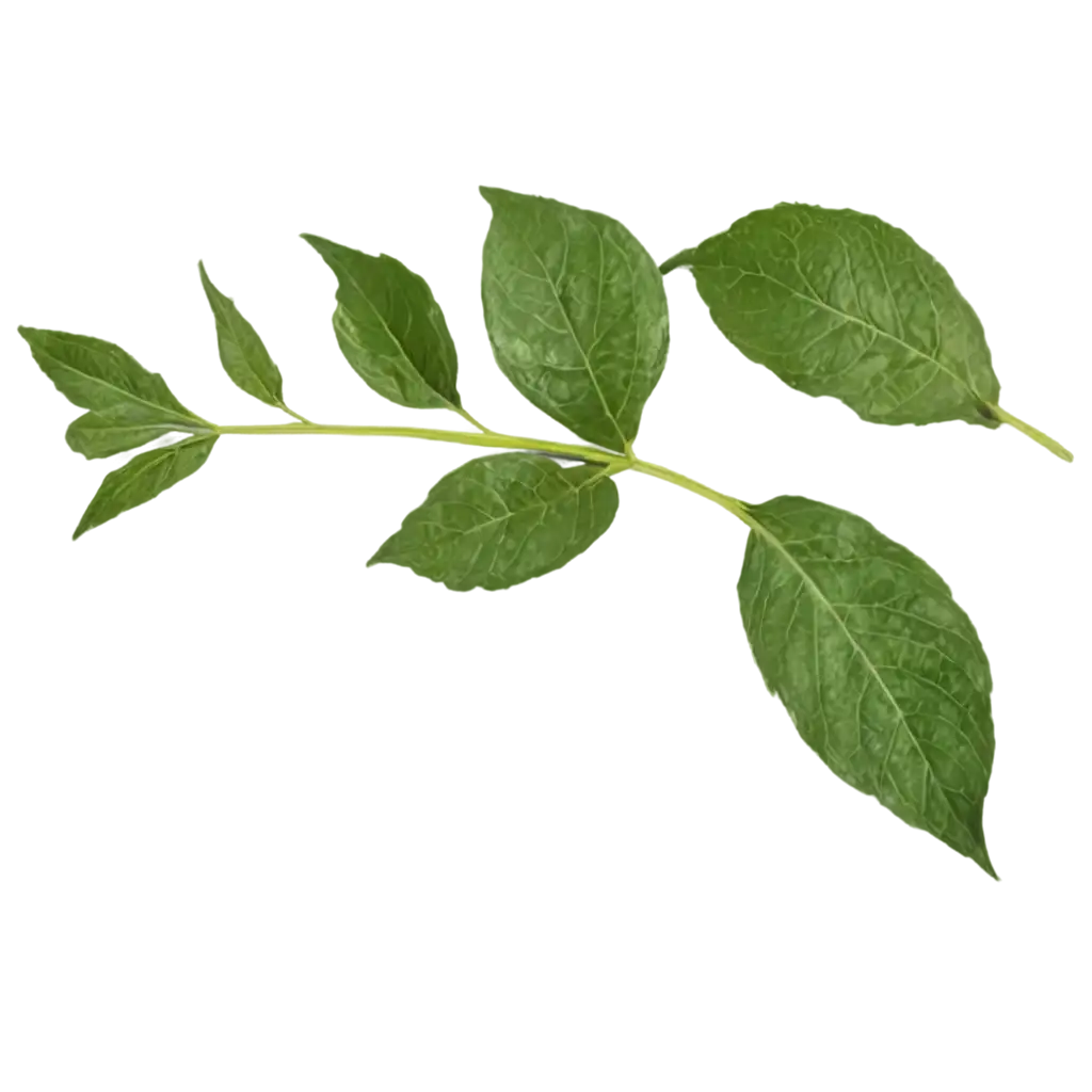 PNG-Image-of-Multiple-Leaves-on-Left-and-Right-Side-of-a-Stem-for-Nature-and-Design-Applications