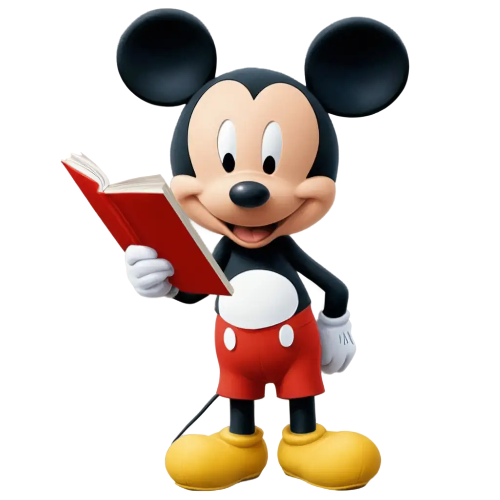 Discover-the-Enchanting-World-of-Mickey-Mouse-Reading-a-Book-in-HighResolution-PNG-Format