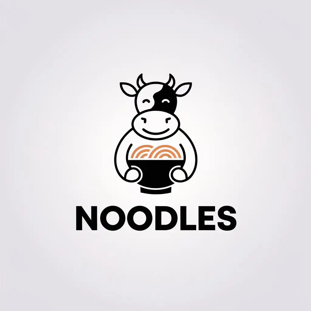 a vector logo design,with the text "noodles", main symbol:cow,Minimalistic,be used in Restaurant industry,clear background