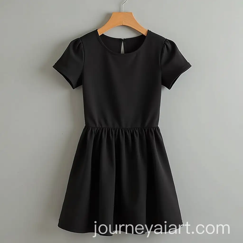 Young-Girl-in-a-Short-Black-Dress-with-Soft-Fabric-Details