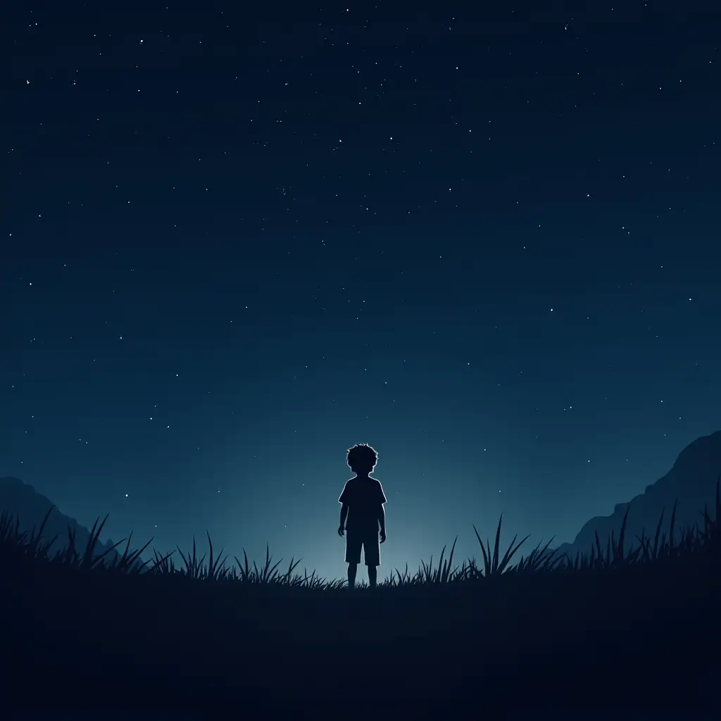 A boy starring at night sky high resolution dark theme