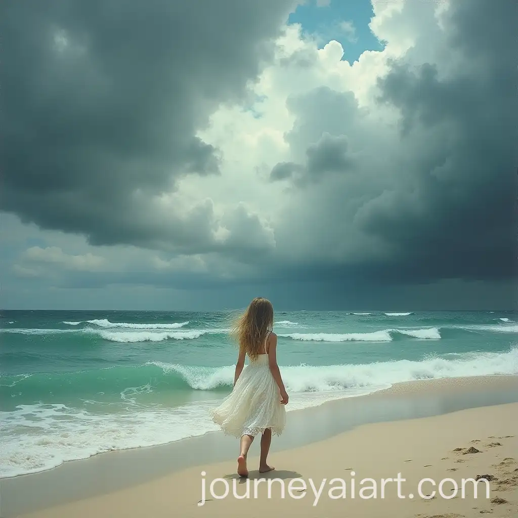 Girl-Walking-on-Stormy-Beach