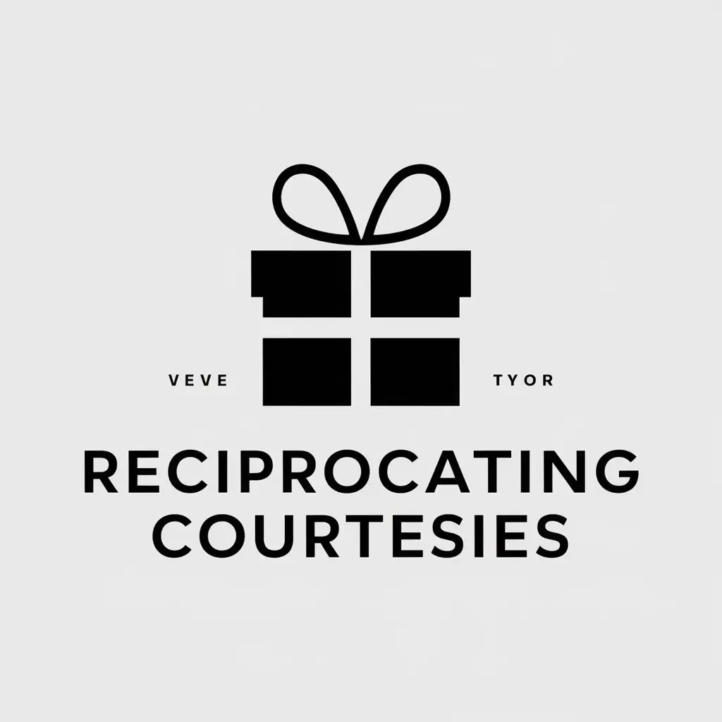 a vector logo design,with the text "reciprocating courtesies", main symbol:gift,Minimalistic,be used in Entertainment industry,clear background