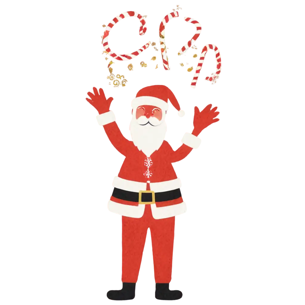 Festive-Christmas-TShirt-Design-PNG-Cheerful-Santa-Claus-with-Candy-Cane-and-Gifts