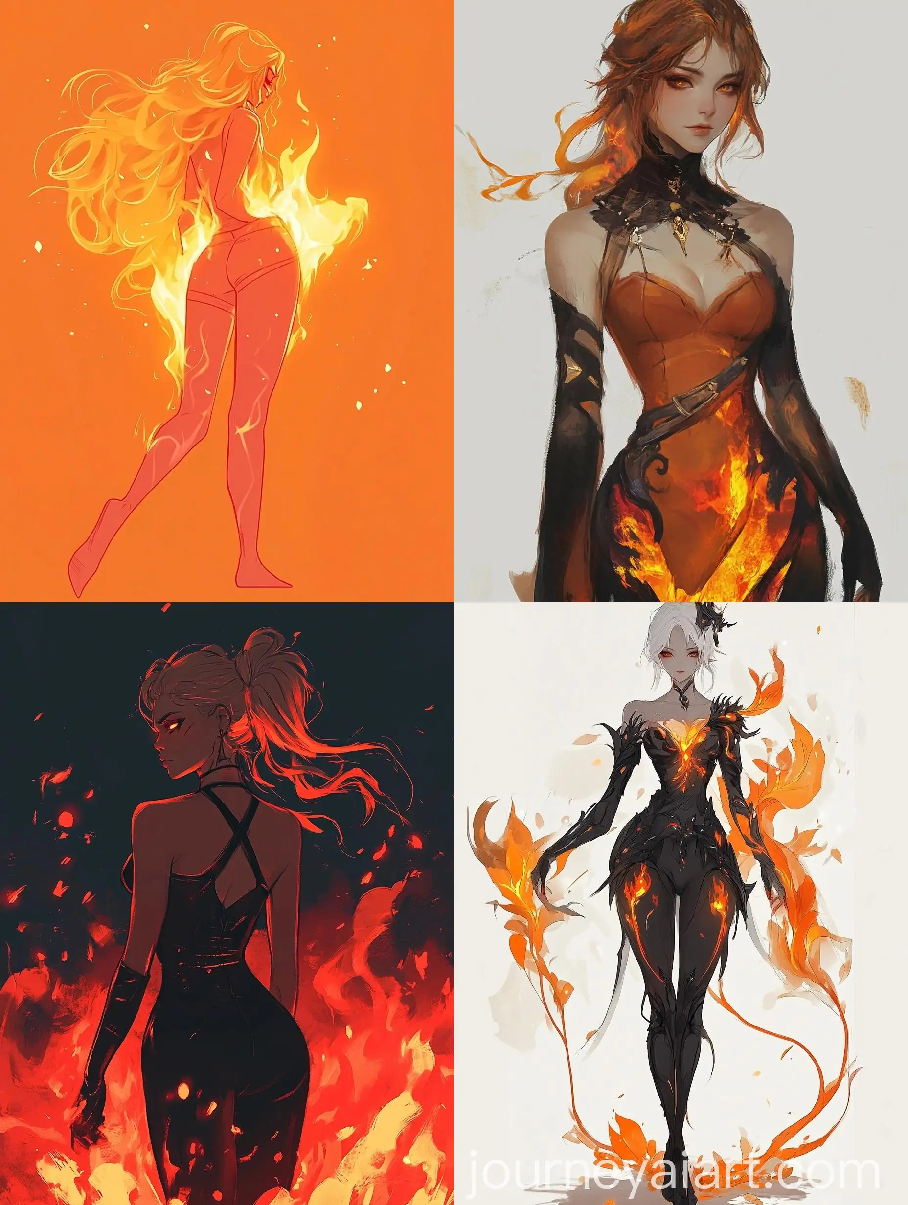 Beautiful-Woman-Dancing-with-Fire-in-Minimalist-Style