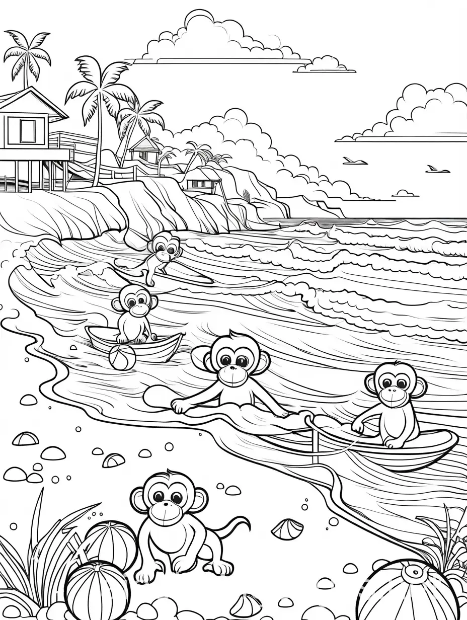 Monkeys-Playing-at-the-Beach-Building-Sandcastles-and-Splashing-in-Waves