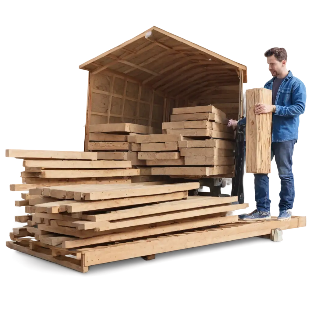 HighQuality-PNG-Image-of-a-Man-Loading-Wood-Planks-in-a-Lumber-Store