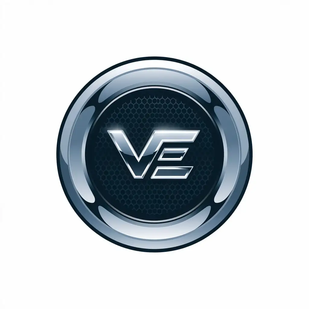 LOGO-Design-for-VE-Automotive-Round-Silver-Emblem-with-Modern-Industrial-Aesthetic