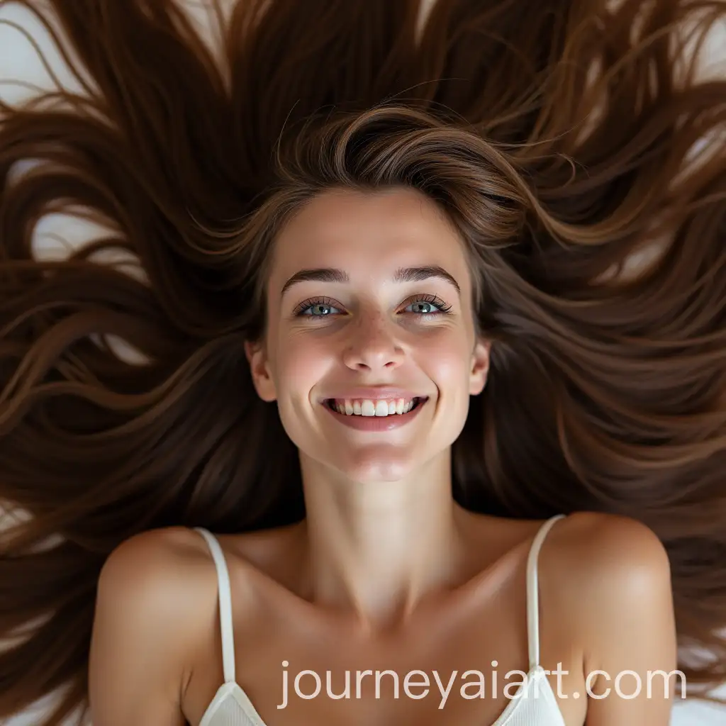 Woman-with-Absurdly-Long-Hair-Smiling-While-Laying-in-It