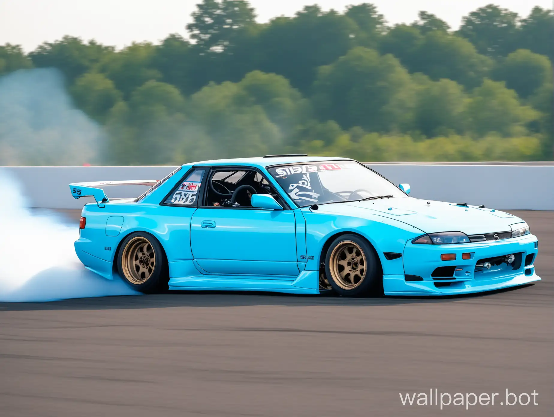 Dynamic-Drifting-Scene-of-a-Light-Blue-Nissan-S13