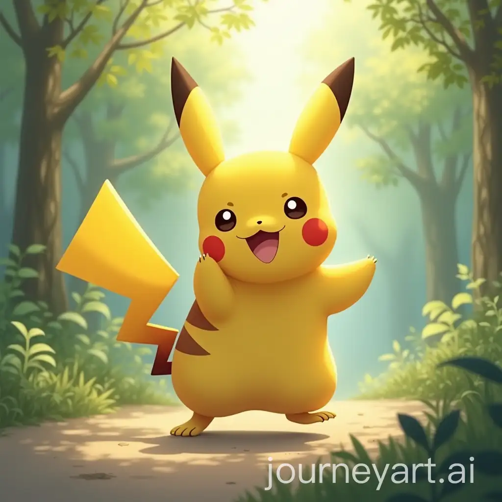 Pikachu-Joyfully-Exploring-a-Serene-World