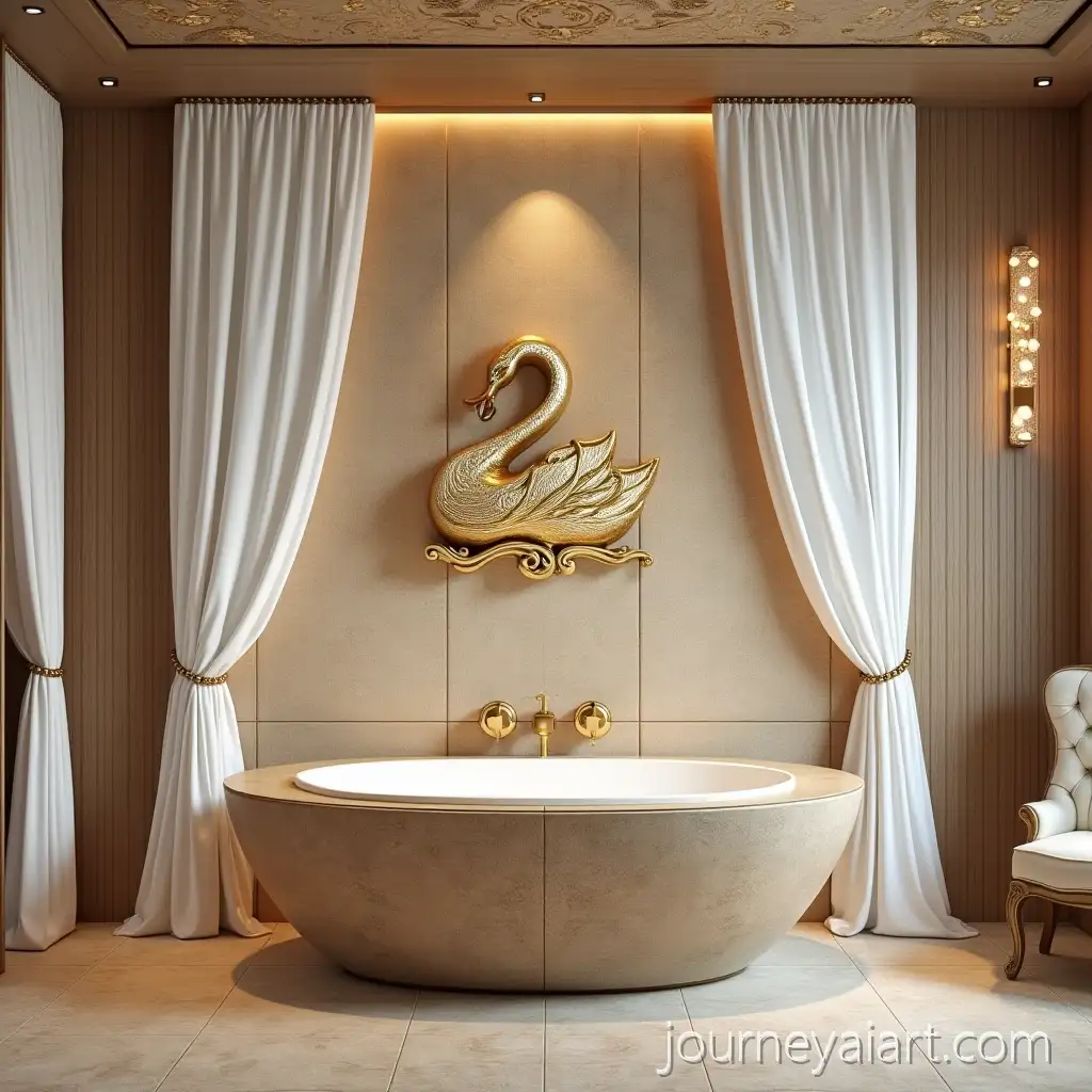 Elegant-Wooden-Panel-with-Classic-Swan-and-Gold-Embellishments-inModern-sterndek-design-Modern-Sterndek-Design