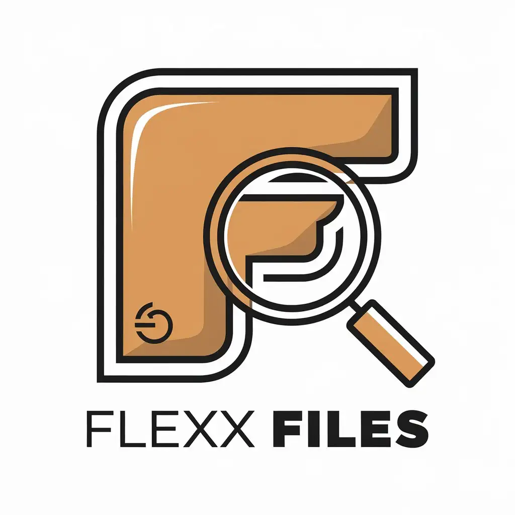 LOGO Design for Flexx Files Vector Design with Magnifying Glass Over the F for Internet Industry