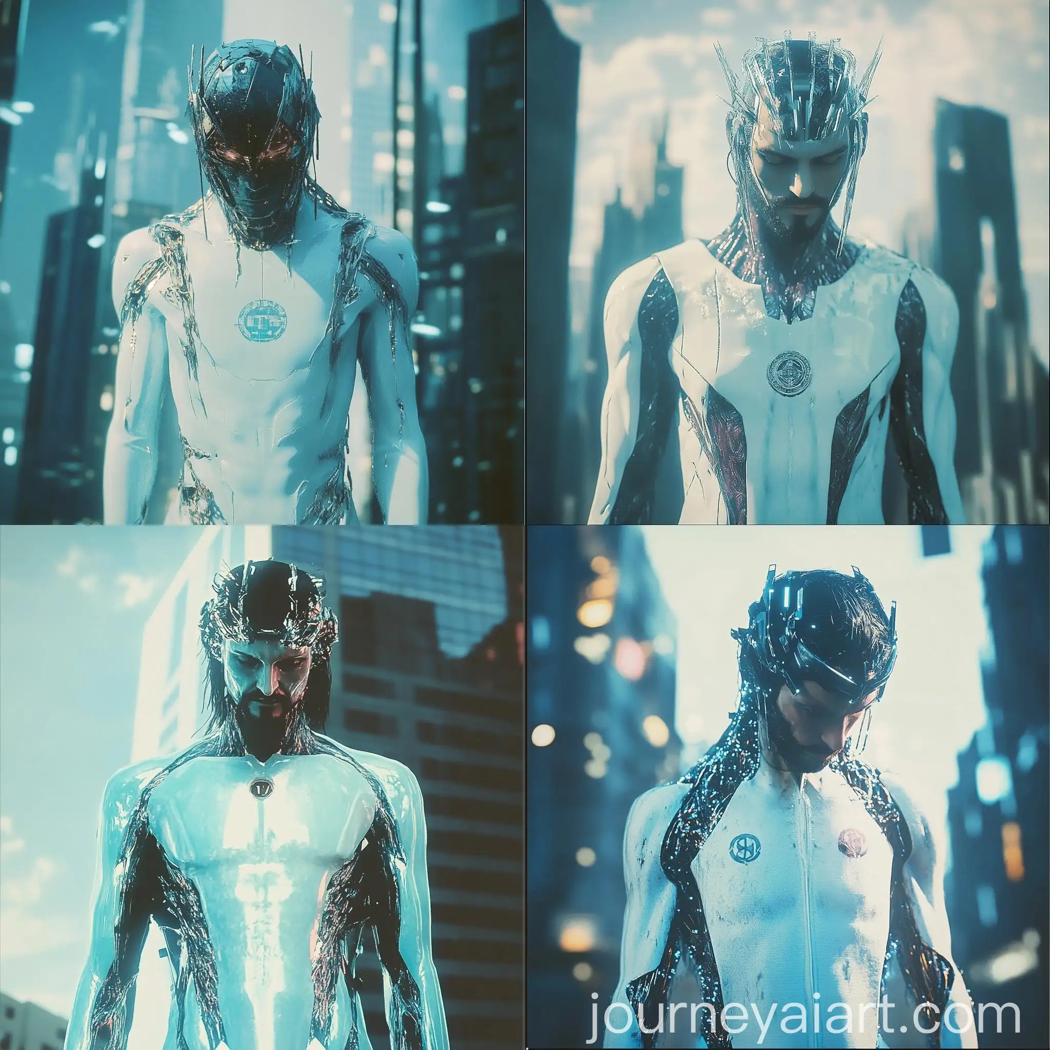 Futuristic-Humanoid-in-Light-Blue-Nano-Attire-Captured-in-Urban-Setting