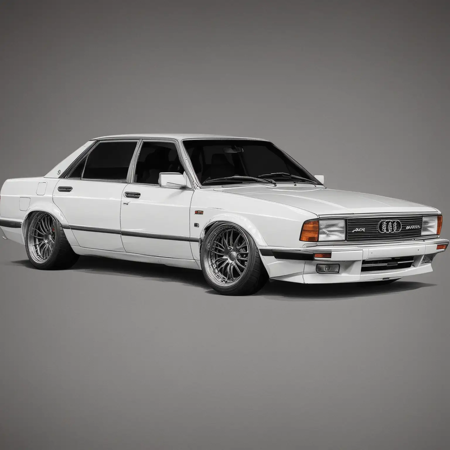 draw an Audi 100 c3 white color in the style of stance