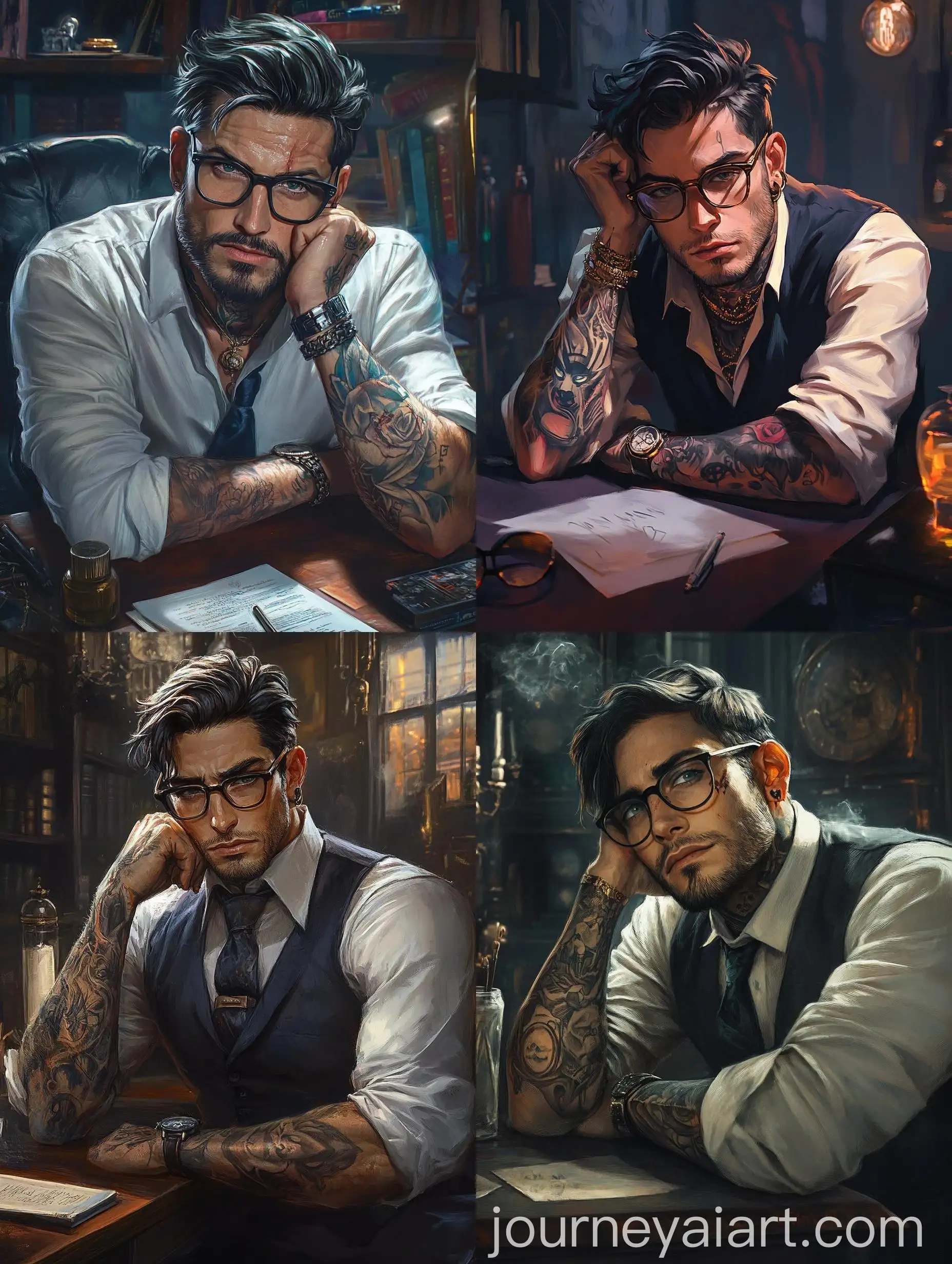Anime-Style-Portrait-of-a-Stoic-Man-with-Slick-Glasses-and-Tattoos
